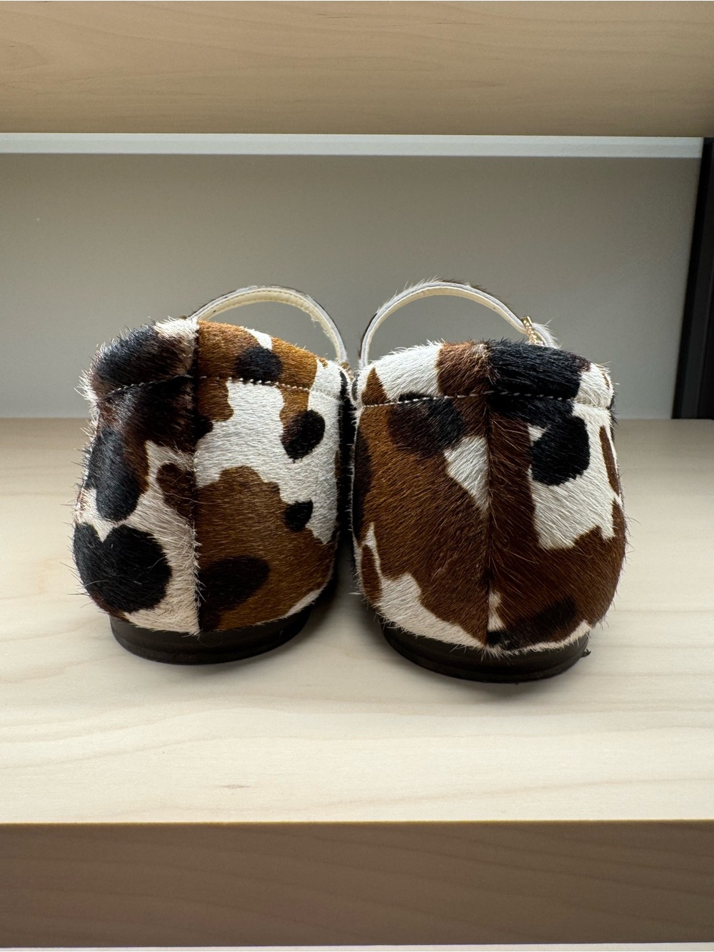 Dolce Vita Brown and White Cow-Print Mary Jane Flats with Strap - Picture 10 of 13
